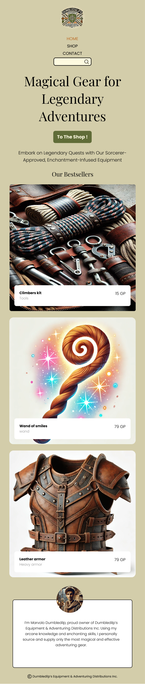 homepage on mobile device